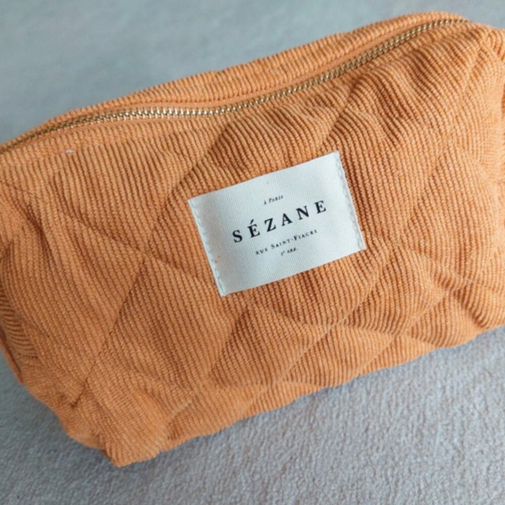 1 Sézane mustard yellow cosmetic makeup travel bag